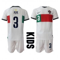 Echipament fotbal Portugalia Pepe #3 Tricou Deplasare Mondial 2022 pentru copii maneca scurta (+ Pantaloni scurti)